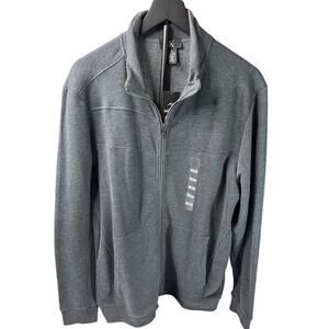 CK Calvin Klein Full Zip Gray Sweater Sweatshirt Large NWT Men's Mock Neck